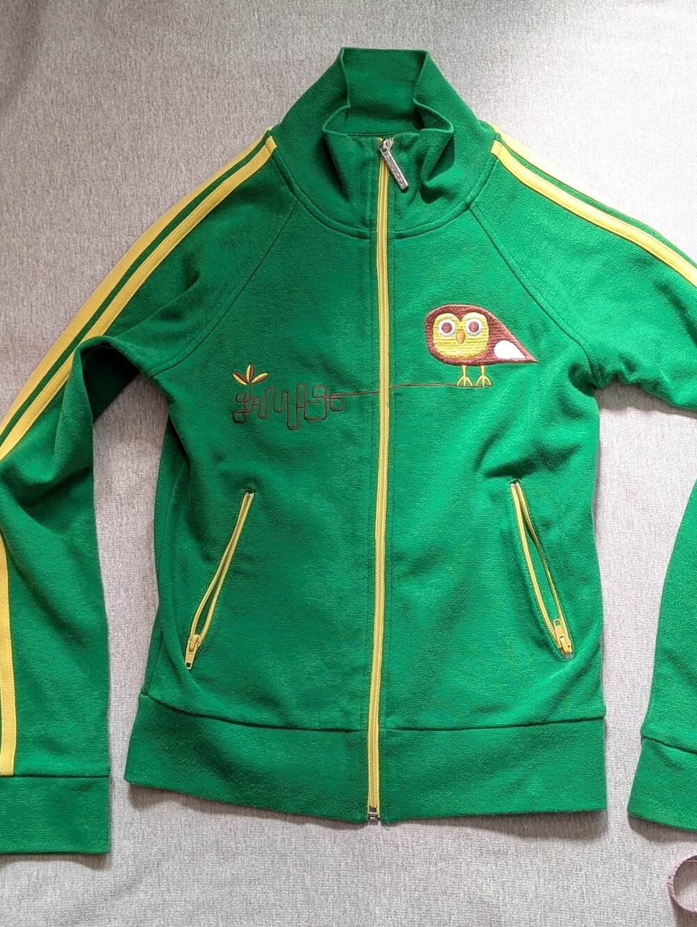 Vintage Y2K 2006 Gama Go San Francisco Green Sporty Zipper Track Jacket Owl